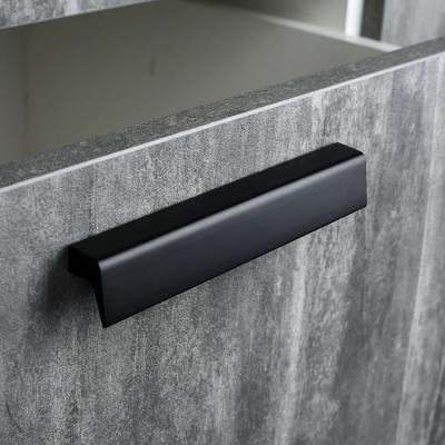 China Contemporary Modern Matte Black Aluminum Furniture Bar Pulls Handle For Drawer Cabinet Door for sale