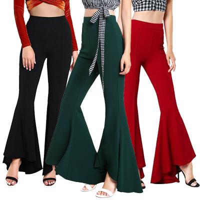 China Hot-selling 2021 Autumn Europe and America styles ladies new high waist fashion elastic bell bottom pants for sale