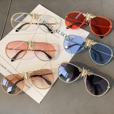 China Luxury Sunglasses 1785 Women Men Sunglasses Fashion Retro Pilot Metal Bee High Quality Hot Sale 2021 Big Fashion Sun Glasses for sale