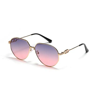 China Fashion sunglasses 2022 new women and men metal sun glasses rising custom temple sunglasses 9196 for sale