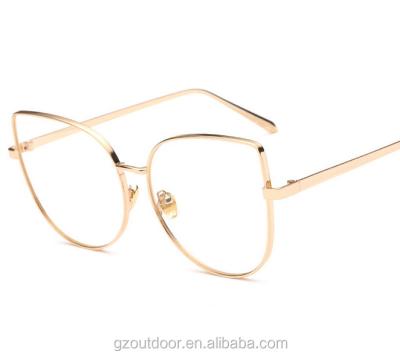 China Cheap Popular Fashion Sunglasses Clear Lenses Revealing Cat Glasses ,Gold Silver Black Frame ,Porcelain Made Glasses for sale