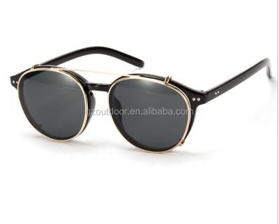 China Fashion sunglasses 1509 fashion flip detachable round sunglasses, double clamshell custom mypia glasses, wholesale outdoor protect eyes sun shades for sale