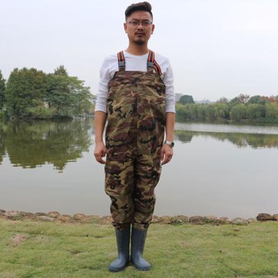 China Adjustable Webbing Gusset Hotsales and Waterproof V-Gore Nylon and PVC Secured Bootfoot Chest Fishing Wader for sale