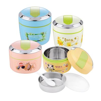 China Heatable Stainless Steel Food Container Double Wall Vacuum Pot Storage With Dividers for sale