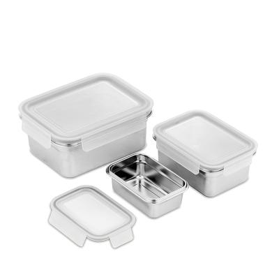 China 304 Stainless Steel Tiffin Lunch Box Kitchen Food Storage Containers Heatable Silicone Snack Box for sale