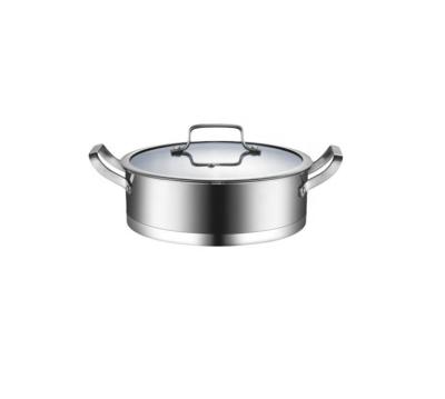 China Sustainable Hot selling 201 material Stainless steel pot with steel handle and glass cover for home kitchen appliance for sale