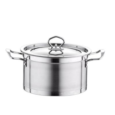 China Sustainable Commercial Stock Pots 18cm Stainless Steel Stock Pots Soup Pot With Glass Lid for sale