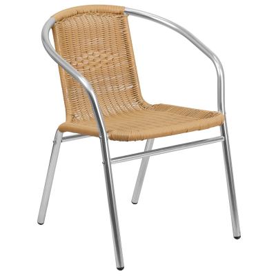 China Modern Instant Commercial Indoor And Outdoor Stack Furniture Aluminum And Rattan Restaurant Stack Chair for sale