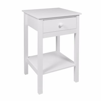 China Bedside Adjustable White Wood Drawer With Shelf Cabinet Side Table Storage Unit for sale