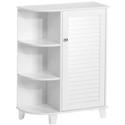 China Modern White Wooden Floor Bathroom Side Cabinet With Door And Shelf for sale