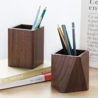 China Black Walnut Solid Wood Solid Wood Finishing Nordic Simple Pen Holder Student Office Desk Cosmetic Storage Box for sale