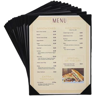 China Durable Menu Holder Menu Covers Book Style Double Fold Panel Leather Menu Covers Double View for RestaurantsBars Cafes Food and Drink for sale