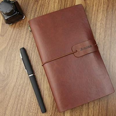 China High Quality Vintage PU Leather Travel Notebook Refillable Journals Lined Diary Paper Planner Writing Notepad Notebook Custom for sale