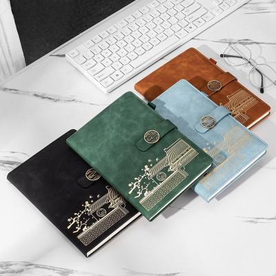 China Art Notebook 100 covers A5 high-grade leather PU style magnet buckle notebook China send customers promotional gifts write custom logo for sale