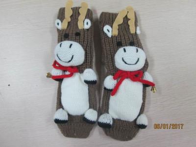 China Winter Europe Christmas Knitted Thermal coffee-color Tube Floor Socks--100% acrylic--Animal cartoon for sale