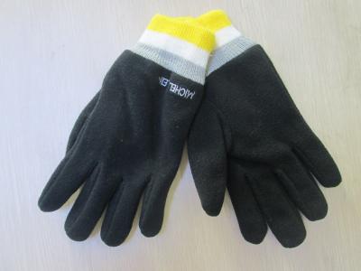 China Winter gloves for Men and Woven Robbin Cuff--Fleece Glove--Polyester glove-Embroider Logo for sale