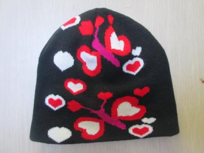 China Acrylic Hat for Children--Classic Style with Flowers--Outside and Winter--Jacquard Hat for sale