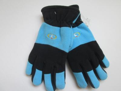 China Fashion fleece gloves with contacted color--TR Lining with PU palm--Embroider logo mitten--Flip eonnect for sale