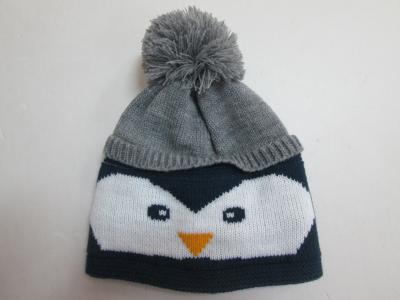 China Penguin acrylic hat for HEMA--jacquard Hat with fleece lining--Hat for children for sale