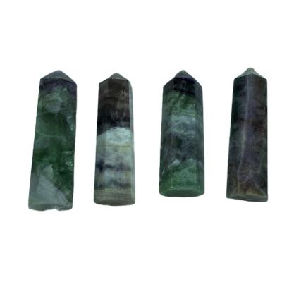 China China Natural Fluorite High Quality Snowflake Colorful Big Crystal Pillars Hexagon Pillars For Healing Home Decorate for sale