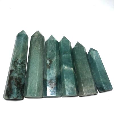 China China Natural Rock Sky Blue Amazonite Crystal Stone Wand Point Of Sale 1 Buyer for sale