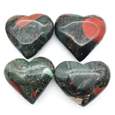 China Europe Factory Price Natural Polished Reiki Healing Crystal African Blood Stone Heart For Home Decoration for sale