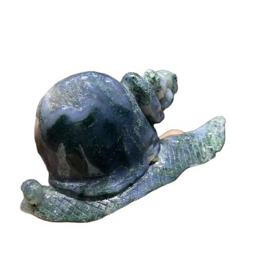 China China Wholesale Customizable Natural Crystal Moss Agate Carving Snail For Sale for sale