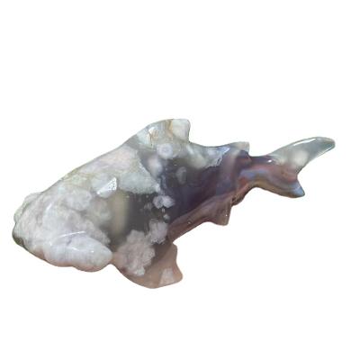 China China Wholesale Natural Healing Crystal Carved The Cherry Blossom Agate Shark For Home Decoration for sale