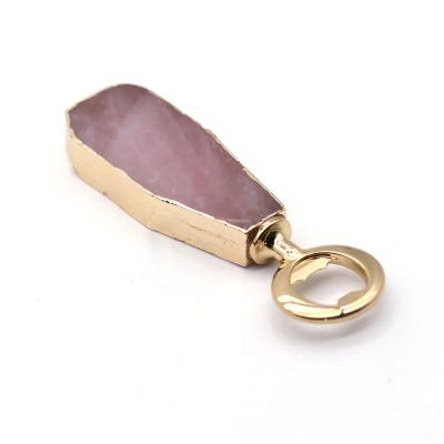 China Sustainable Pink Natural Crystal Quartz Metal Wine Bottle Opener Wedding Gifts for sale