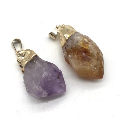 China China Wholesale Irregular Energy Healing Natural Amethyst Pendant Reiki Decorative Gift for sale