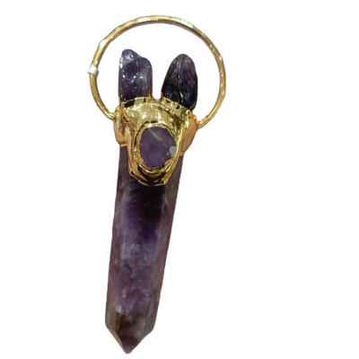 China China Exquisite Hand Made Crystal Stones Head Dream Craft Amethyst Pendulum Pendant For Healing for sale