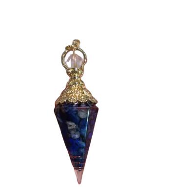 China China Wholesale Different Colorful Materials Filling Resinous Pointed Crystal Stones Tower Pendulum Pendant For Sale for sale