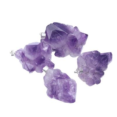 China Original Beautiful Natural Gemstone China Amethyst Dangle Charm Stone Necklace Pendant for sale