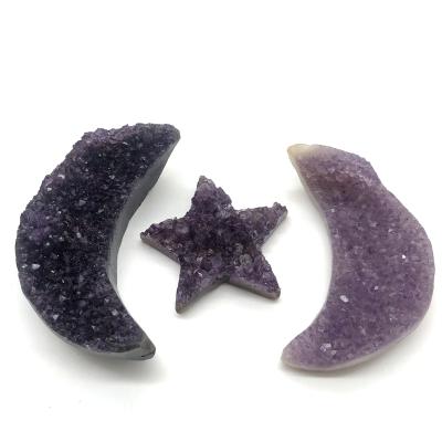 China China Customization High Quality Hot Selling Natural Amethyst Crystal Moon And Star Healing Group for sale