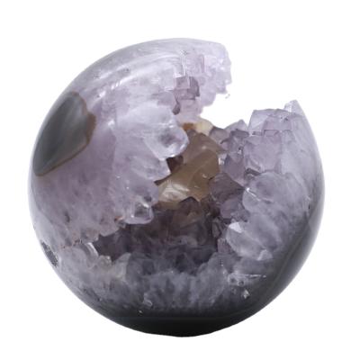 China Viet Nam Wholesale Natural Healing Size Crystal Ball Clear Space Amethyst Group Hole Sphere Large For Decoration for sale