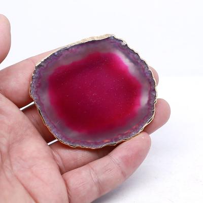 China Wholesale Viet Nam Decoration Gifts Agate Slices Titanium Natural Crystal Jade Agate Quartz Cup Mat for sale