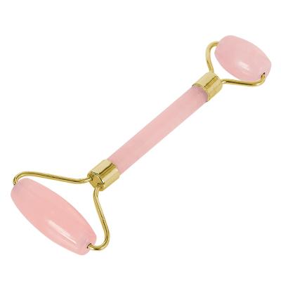 China Whitening Customized Logo Natural Crystal Massager Tools Rose Quartz Facial Jade Roller for sale