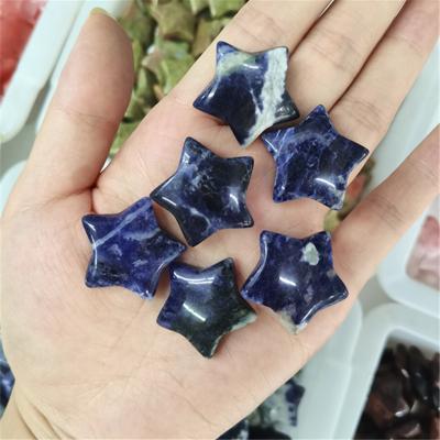 China Europe Factory Wholesale Sales 26MM Mini Sodalite Stone Star Shaped Cut Crystals Carving Star Crystal For Healing for sale