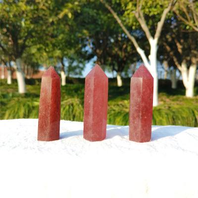 China Europe Hot Sale Crystal Reiki Crafts Strawberry Quartz Energy Point Trick Natural Stone Gemstone Polished Set for sale