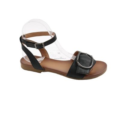 China Fashion trend summer comfortable sandal buckle decoration big on top sandal flat women for sale