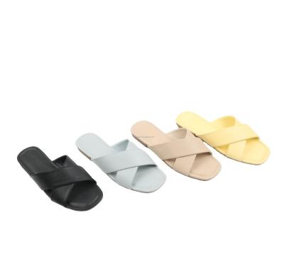 China Fashion Trend New Simple Women Slippers Cross Strap Style With Cheap Price Shoes For Women for sale