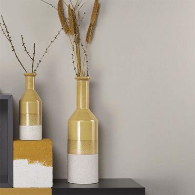 China Art Decor Two Colors New Style Beer Bottle Shape Home Ceramic Table Decor Decorative Vases For Flowers for sale