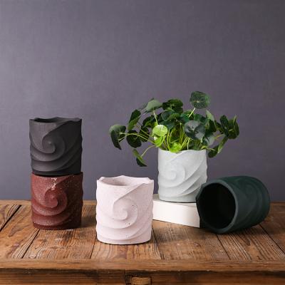 China Art Decor retro multi colorful texture design outdoor planter wholesale flower pot for sale