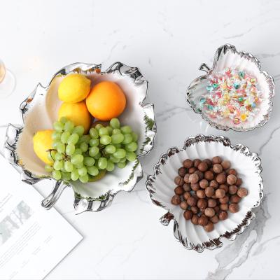 China Viable Creative Restaurants Tableware Props Leaf Irregular Decorative Dinner Plates Ceramic Fruit Dishes for sale