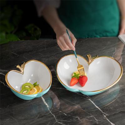 China Viable diary using home decorative funky simple style porcelain snack bowl fruit apple shape delicate bowls for sale for sale