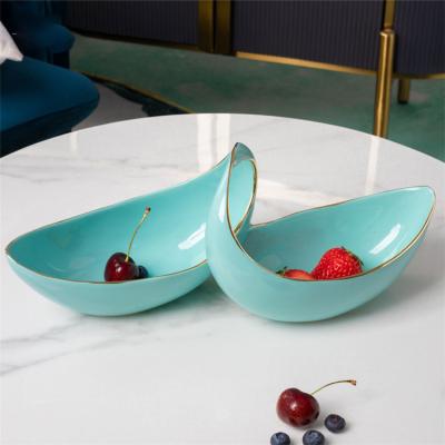 China Nordic Siamese Siamese Viable Fruit Basket Ceramic Porcelain Shape Seed Shape Restaurant Tableware Modern Fruit Bowl for sale