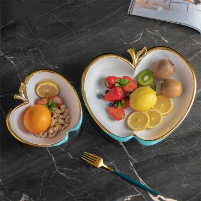 China Nordic creative modern porcelain viable tableware restaurant basket shape apple style ceramic fruit bowl for sale