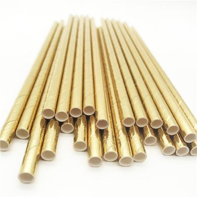 China Gold Disposable Eco-Friendly Wholesale Metallic Custom Biodegradable Drinks Disposable Paper Straw for sale