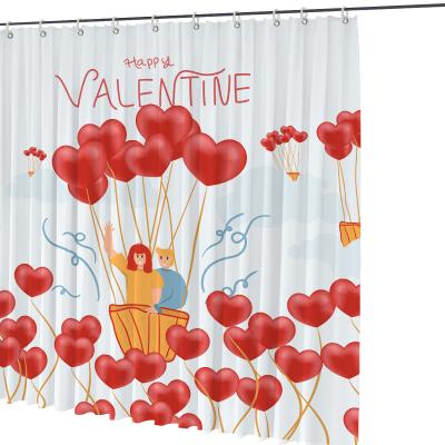 China Valentine Shower Curtain Stocked, Waterproof Bathroom Curtains for Women, Vintage Fabric Shower Curtain Hooks for Home Decor for sale