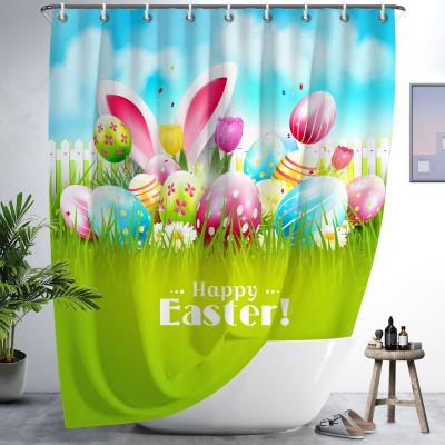 China Sustainable Wholesale Custom Waterproof Polyester Bathroom Pattern Printed Shower Curtain for sale